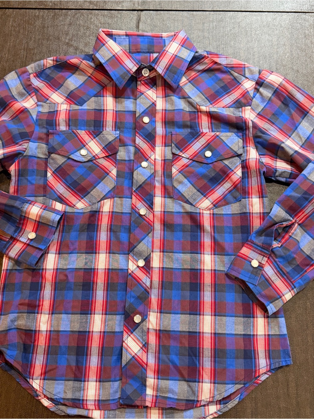 Roper Boys Plaid Western Snap Shirt Size M 8-10